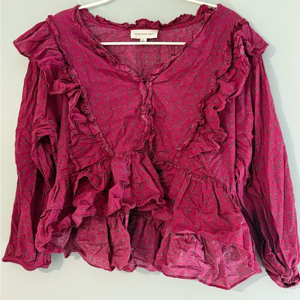 Something Navy Ruffle Top - Picture 2 of 3